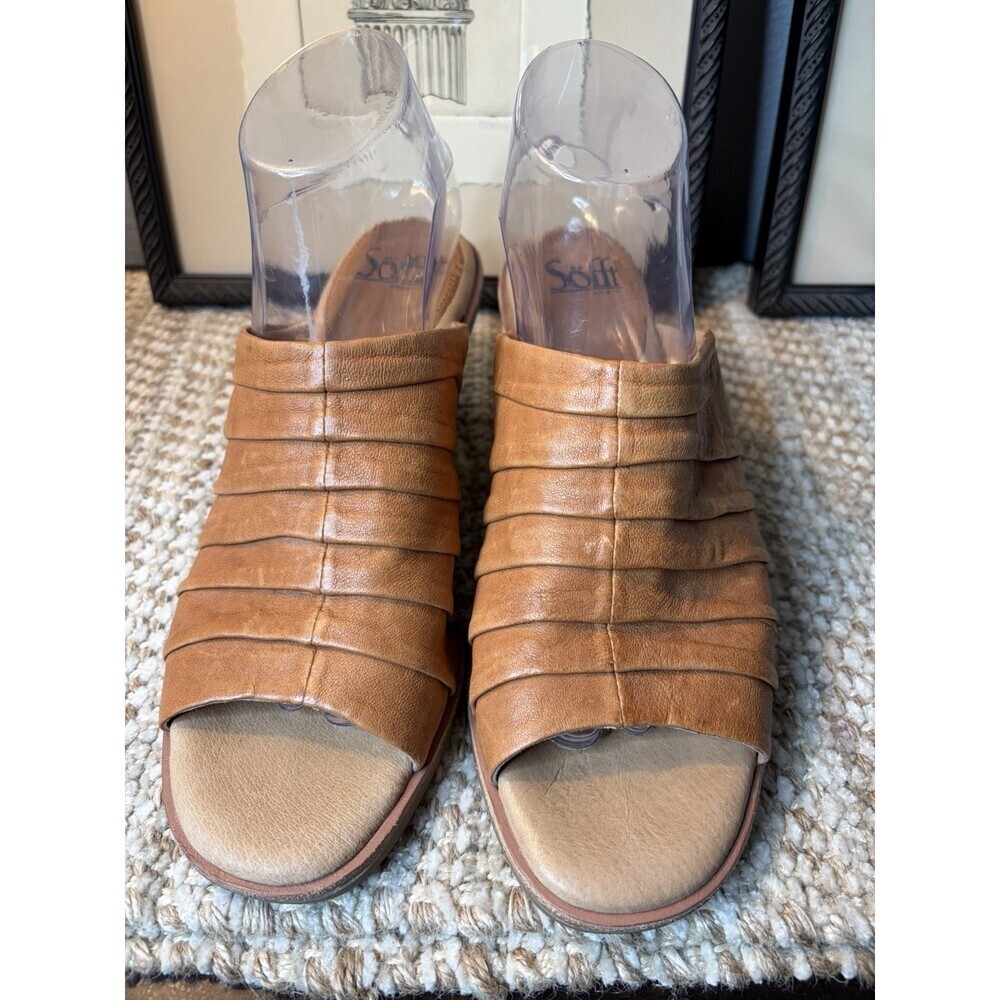 Eurosoft by Sofft Pienza Womens 9M Brown Mule Sandals Block Heel Comfort Slip On - Picture 3 of 11